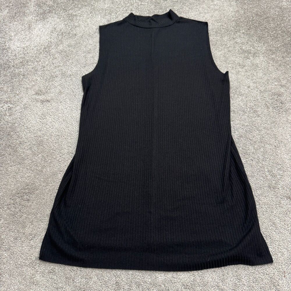 Topman Ribbed Knit Mock Neck Sleeveless Dress Womens Medium Black Knee Length